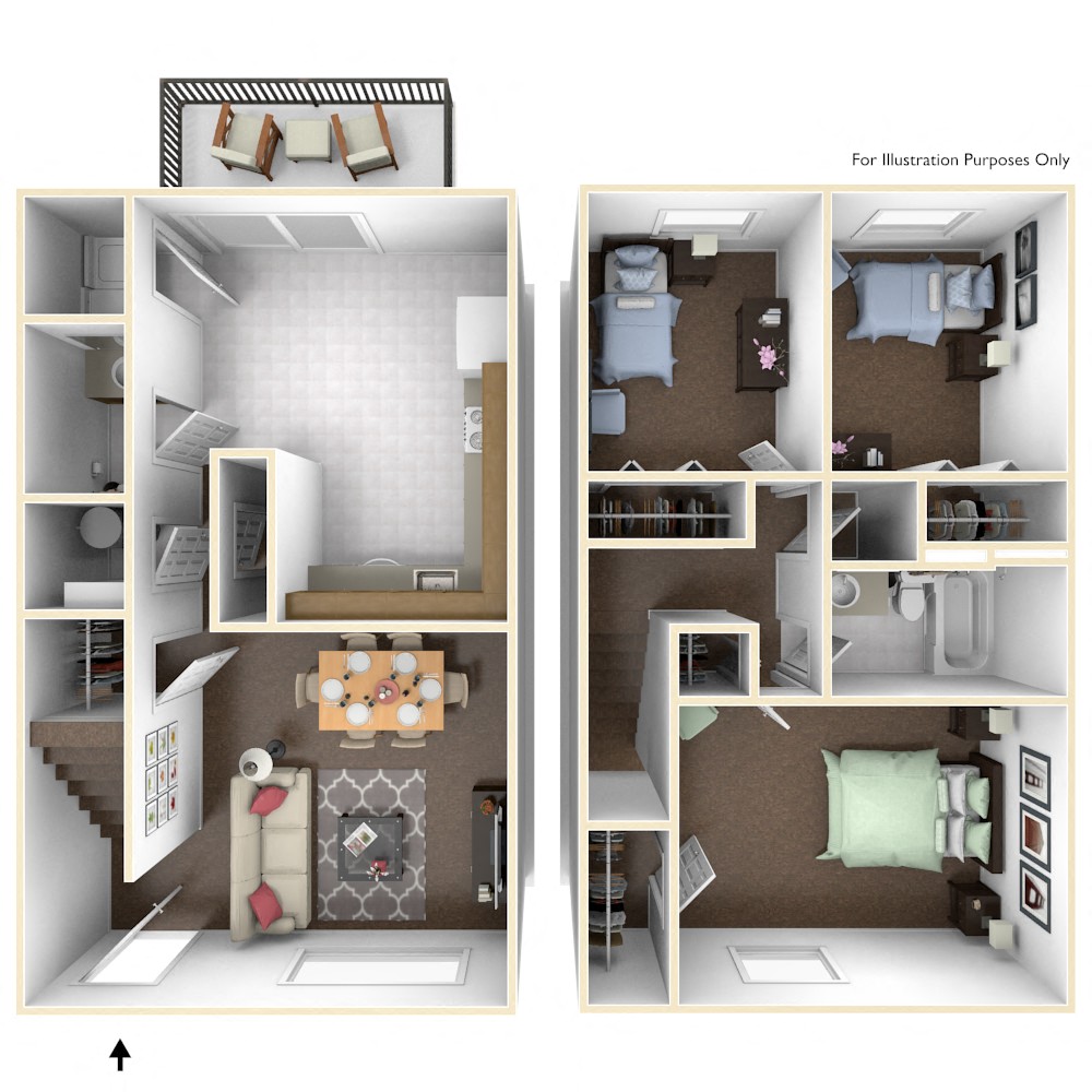 Windsor Valley 3 Bedroom 3D Floor Plan